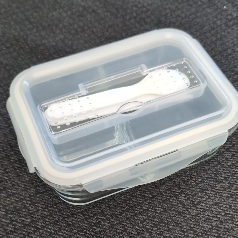 Glass Food Storage Container with White Lid